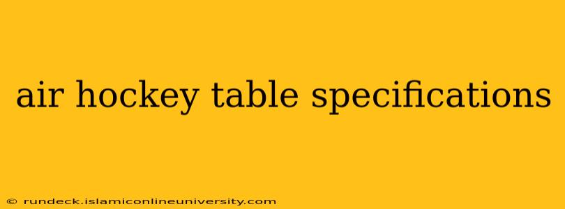 air hockey table specifications