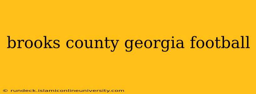 brooks county georgia football