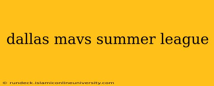 dallas mavs summer league