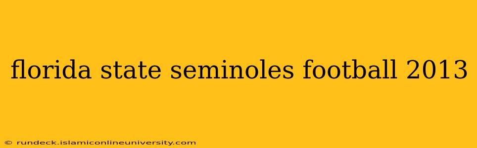 florida state seminoles football 2013
