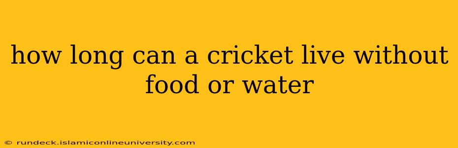 how long can a cricket live without food or water