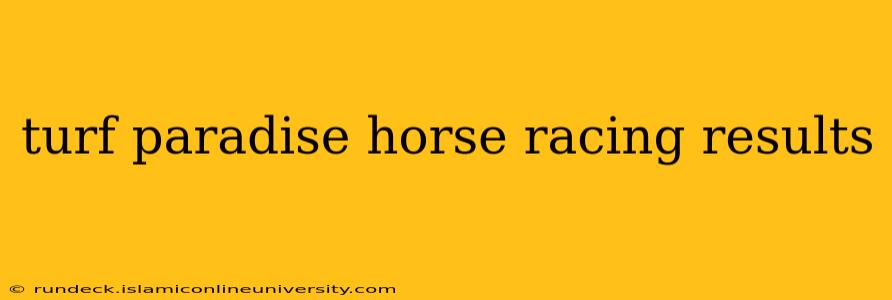 turf paradise horse racing results