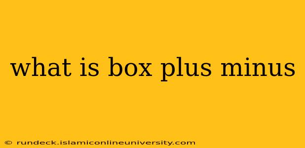 what is box plus minus